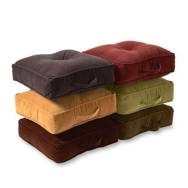 Omaha Corduroy Microfiber 21-inch Square Floor Pillow in Charcoal