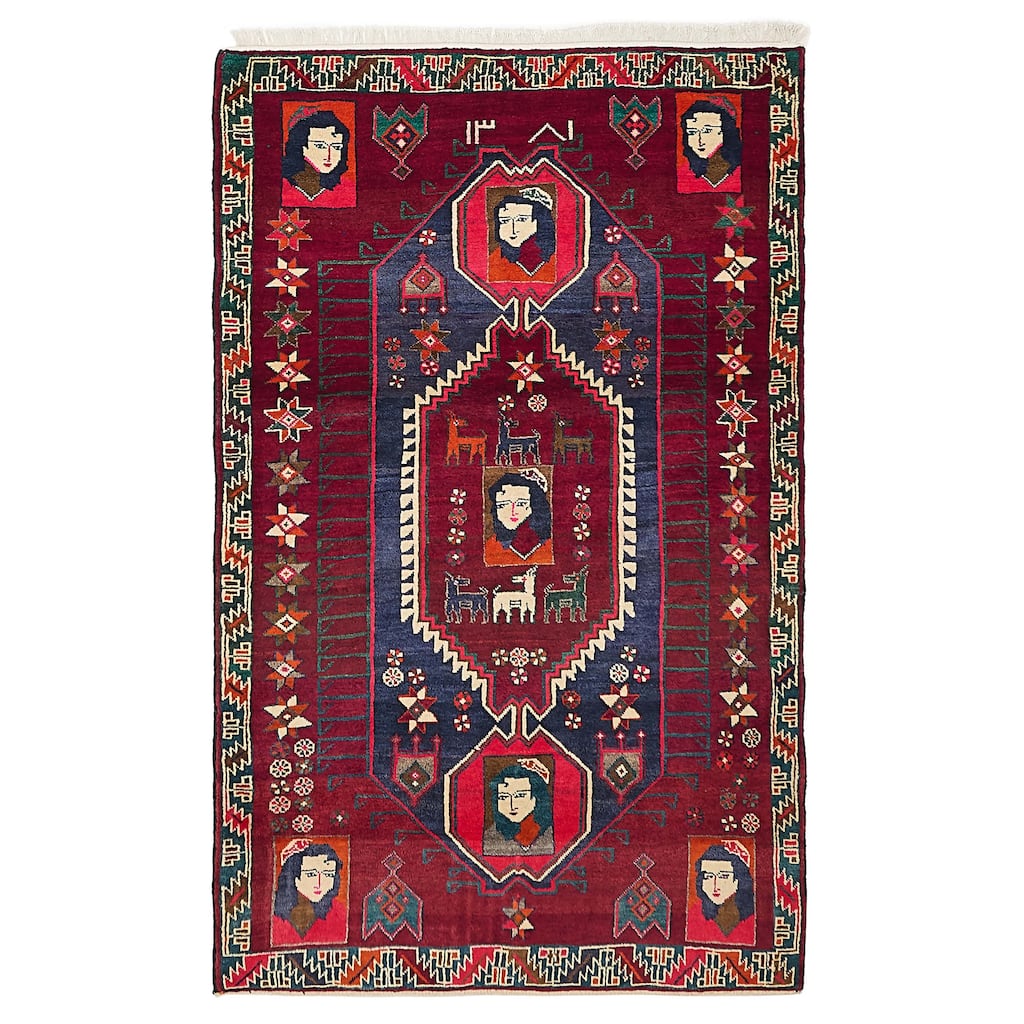 ECARPETGALLERY Hand-knotted Melis Vintage Burgundy Wool Rug - 4'6 x 7'3