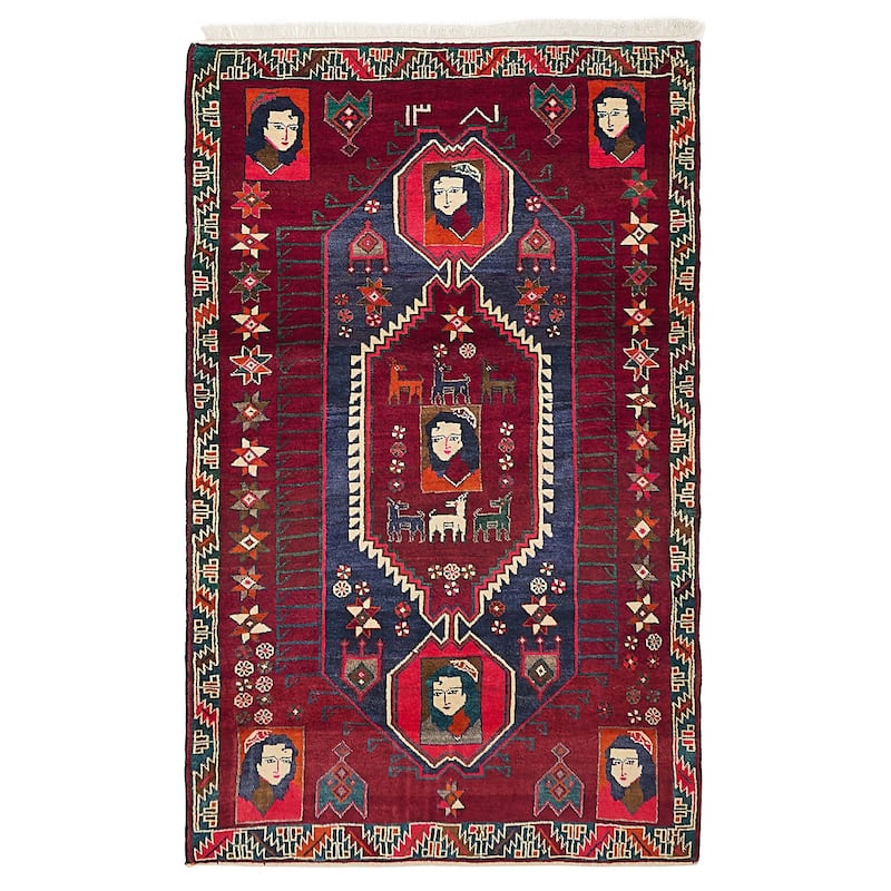 ECARPETGALLERY Hand-knotted Melis Vintage Burgundy Wool Rug - 4'6 x 7'3