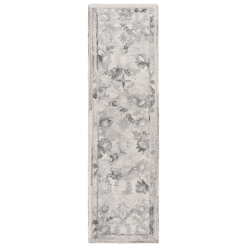 SAFAVIEH Handmade Marquee Lazarina Rug - 2'3" x 8' Runner - Light Grey/Charcoal
