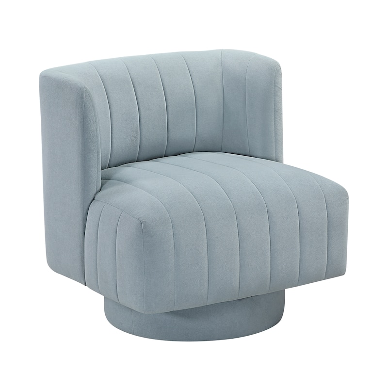 Bay 27.5" Textured Swivel Chair - Channel Tufted Barrel Back - Aqua blue