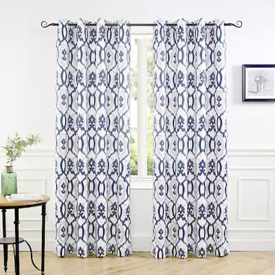 DriftAway Evelyn Ikat fleur Pattern Thermal Room Darkening Window Curtain Panel