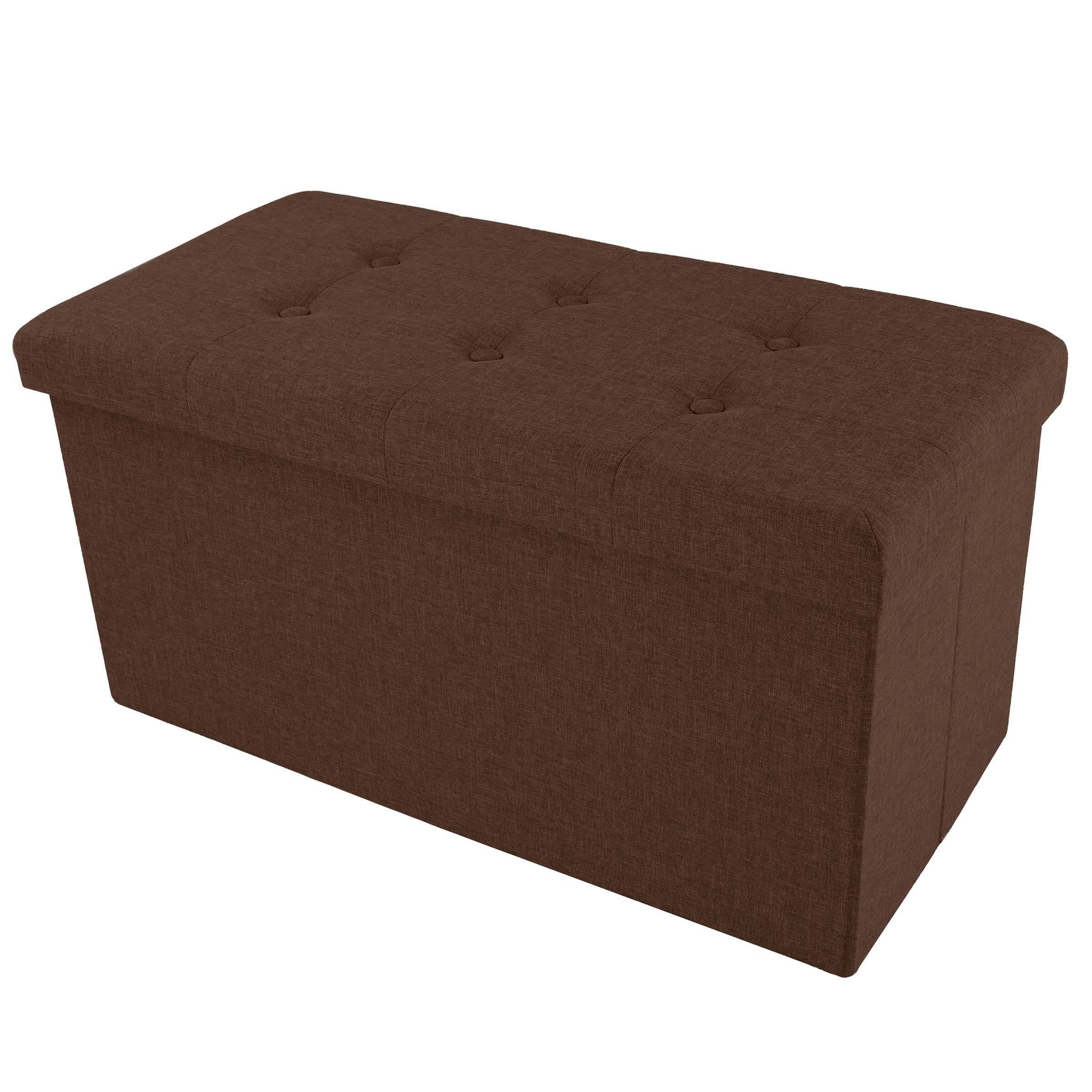 Large Folding Storage Bench Ottoman Tufted Cube Organizer Furniture