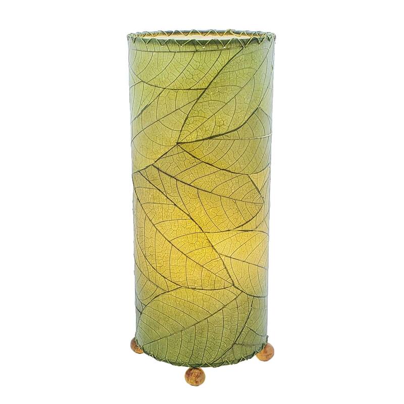 Eangee Handmade Cocoa Leaf Cylinder Table Lamp, Cocoa Leaves Shade, 7 x 7 x 17 in.