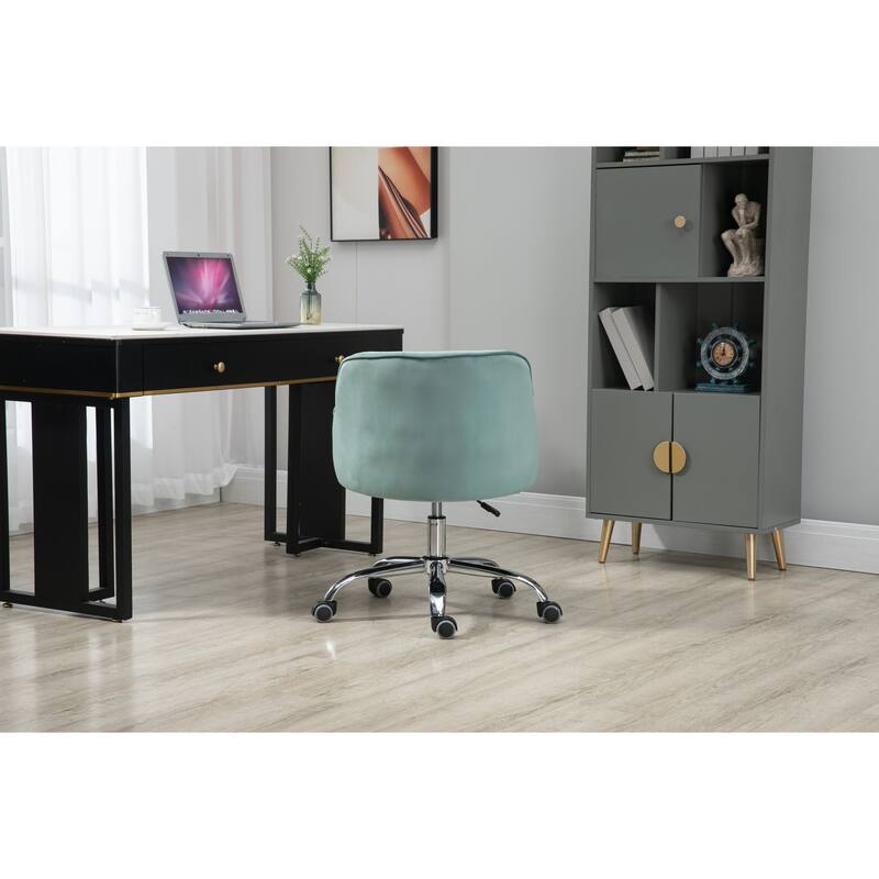 Velvet Leisure Office Desk Chair, Swivel Shell Chair with Curved Back ...