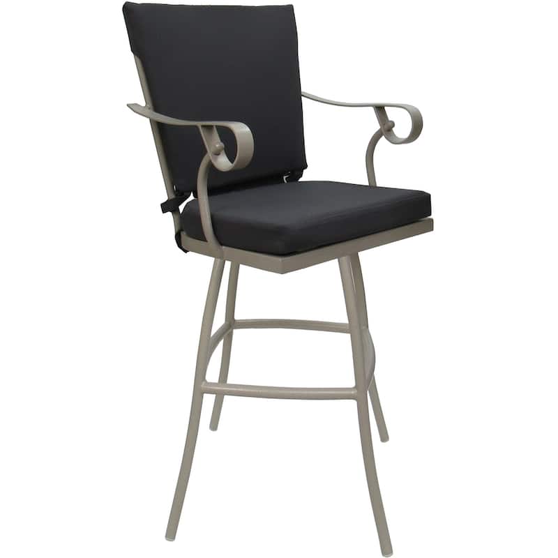 Outdoor or Indoor Counter 26", 30" or Extra Tall 34" Bar Stool - Jamey - Dark Gray Linen - Beige - Counter Height