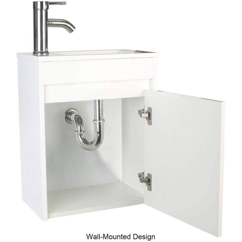 Eclife 16" Bathroom Vanity for Small Space Wall-Mounted Resin Sink Cabinet