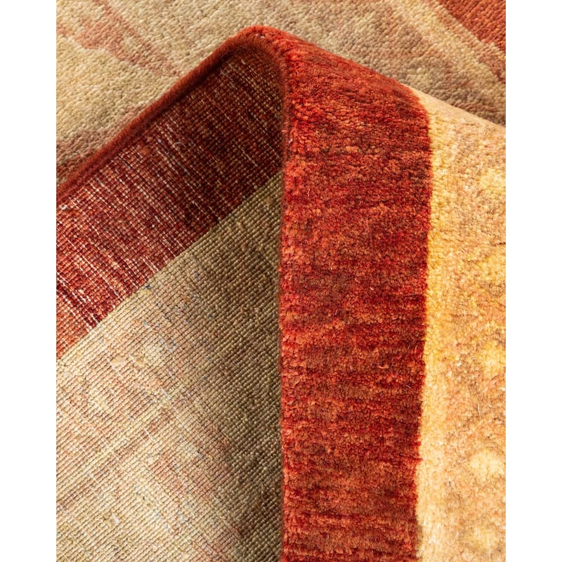 Overton Hand Knotted Wool Vintage Inspired Traditional Mogul Yellow Area Rug - 12' 6" x 15' 3"