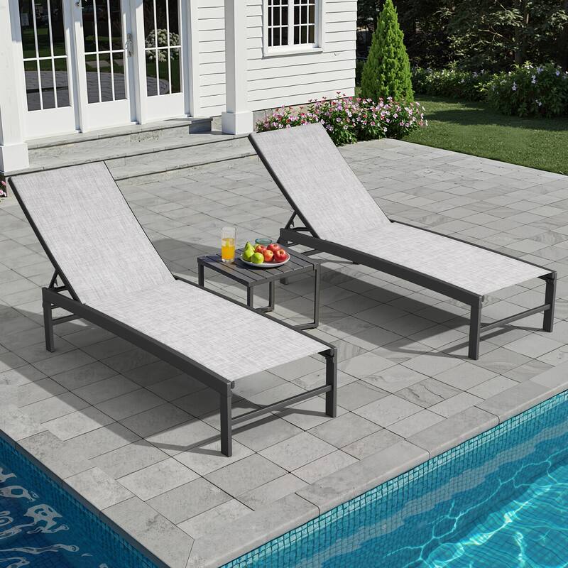 Outdoor Patio Adjustable Chaise Lounge Chairs