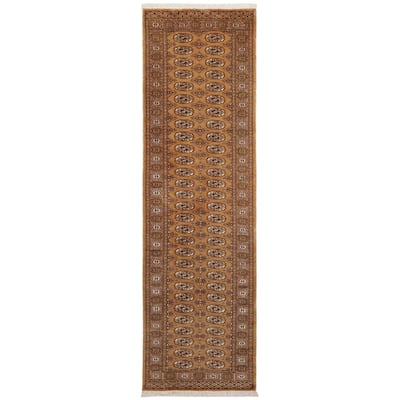 Rustic Bokhara Oswaldo Brown Beige Hand Knotted Runner - 2'8'' x 9'5''