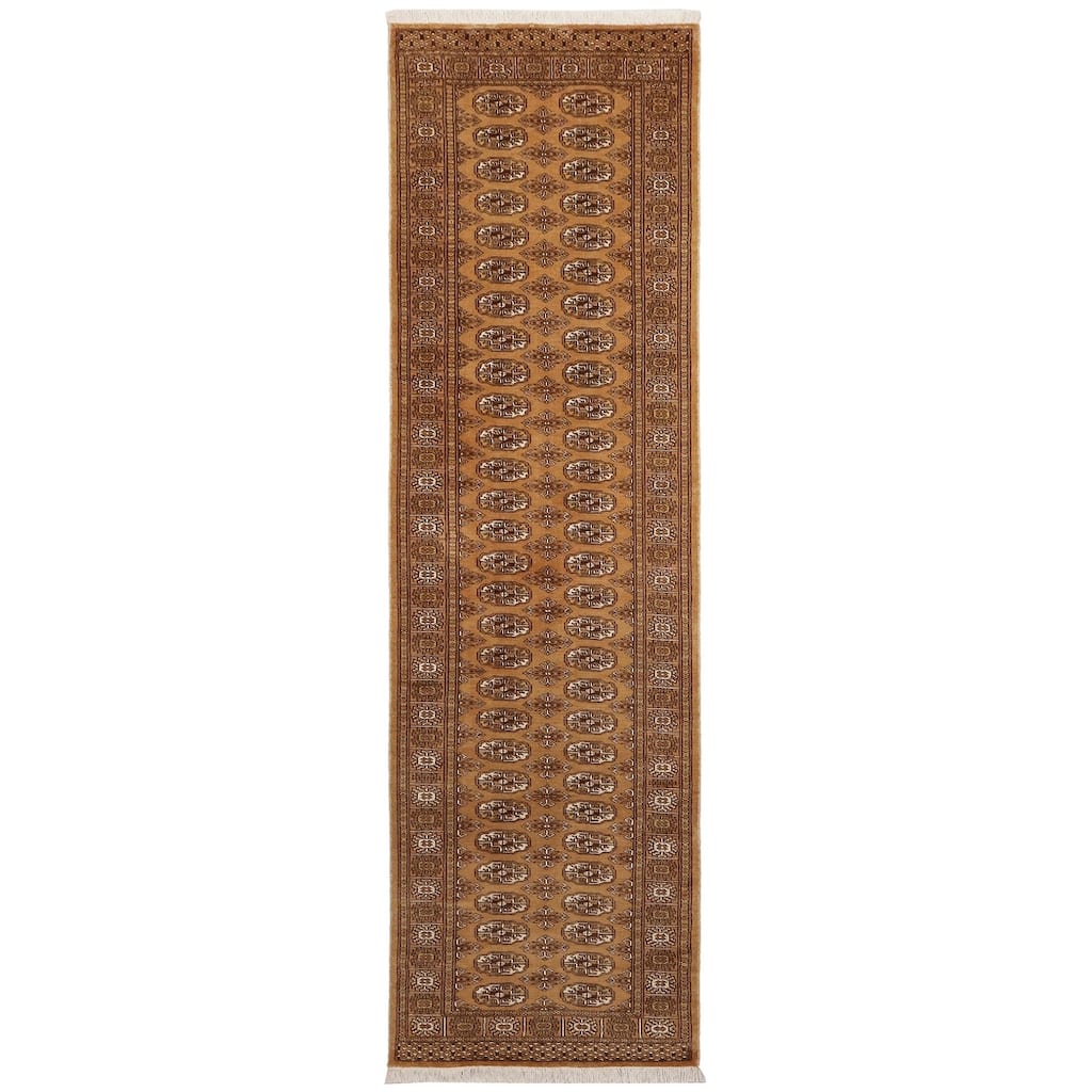Rustic Bokhara Oswaldo Brown Beige Hand Knotted Runner - 2'8'' x 9'5''