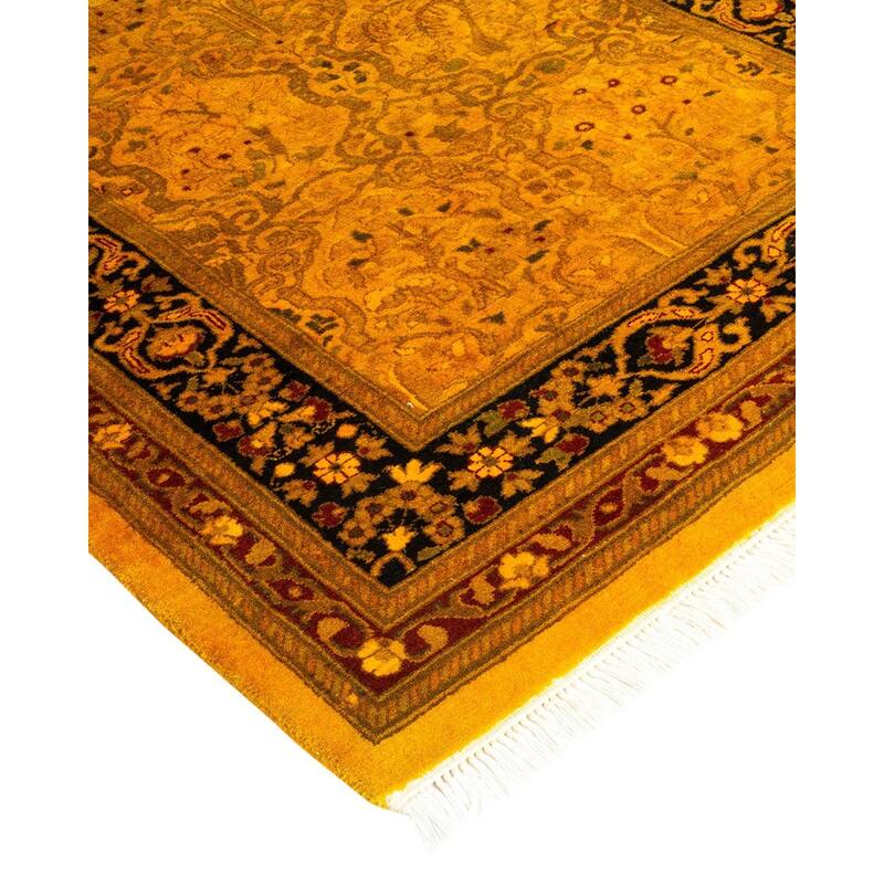 Overton Hand Knotted Wool Vintage Inspired Modern Contemporary Overdyed Gold Runner Rug - 2' 7" x 8' 0"