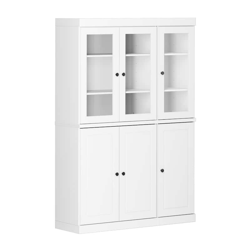 Palace Imports 100% Solid Wood Pantry China Cabinet, Raised Panel & Clear Glass Doors, 2 Drawers, 48.5" Wide, 71.5" Tall