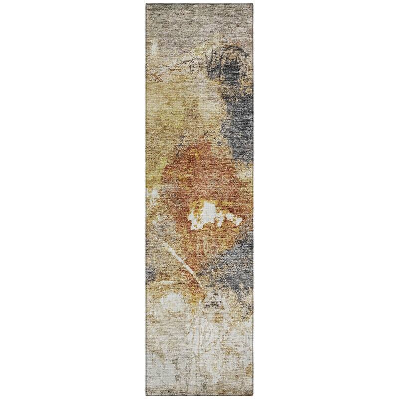Machine Washable Indoor/ Outdoor Abstract Contemporary Chantille Rug