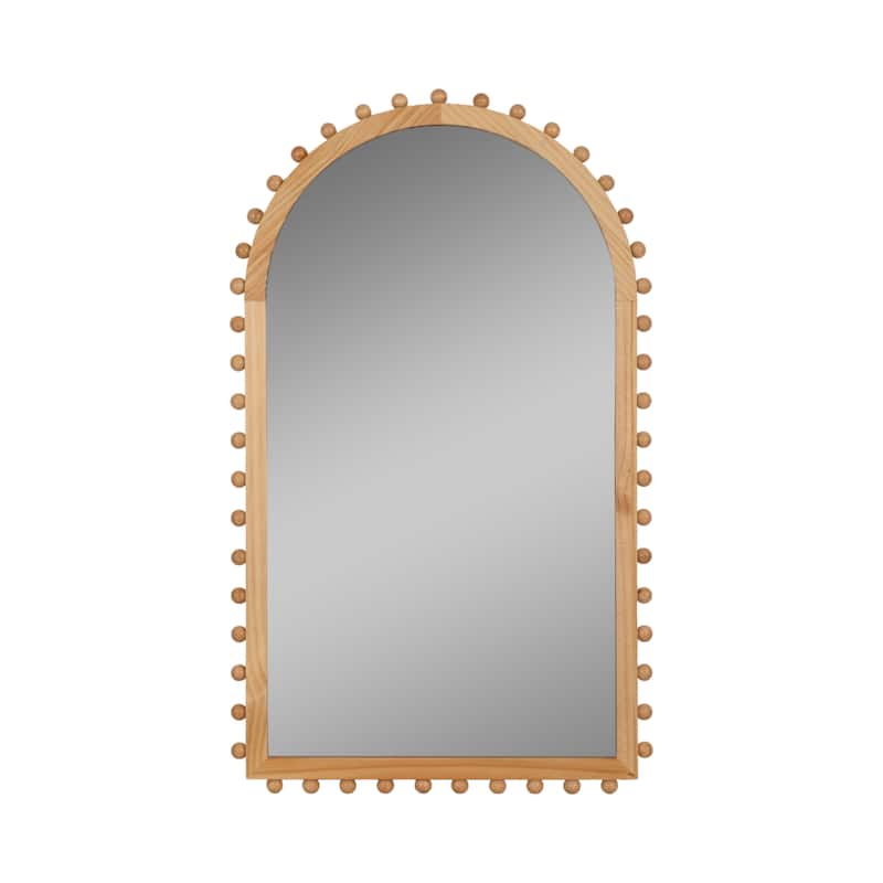 Sagebrook Home Wood, Beaded Arch Mirror, Arch, Solid Color, Quazt and Pine wood Mirror