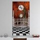 preview thumbnail 3 of 9, Designart 'Balcony with Clock and Tree Angels' Oversized Bohemian Wall CLock