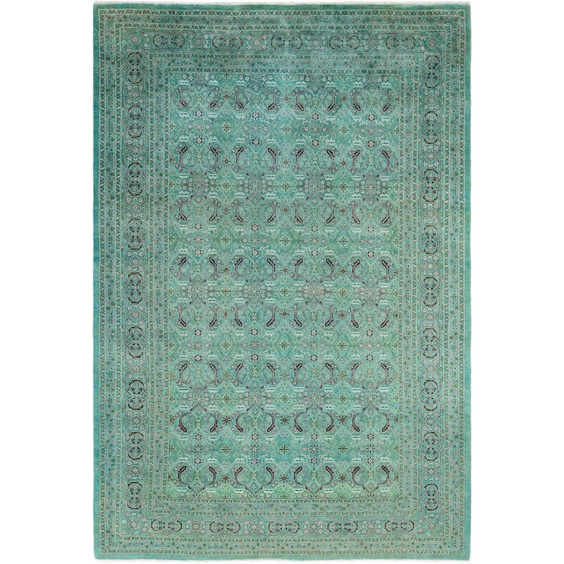 Overdyed One-of-a-Kind Hand-Knotted Area Rug - Green - 6' 2" x 9' 1"