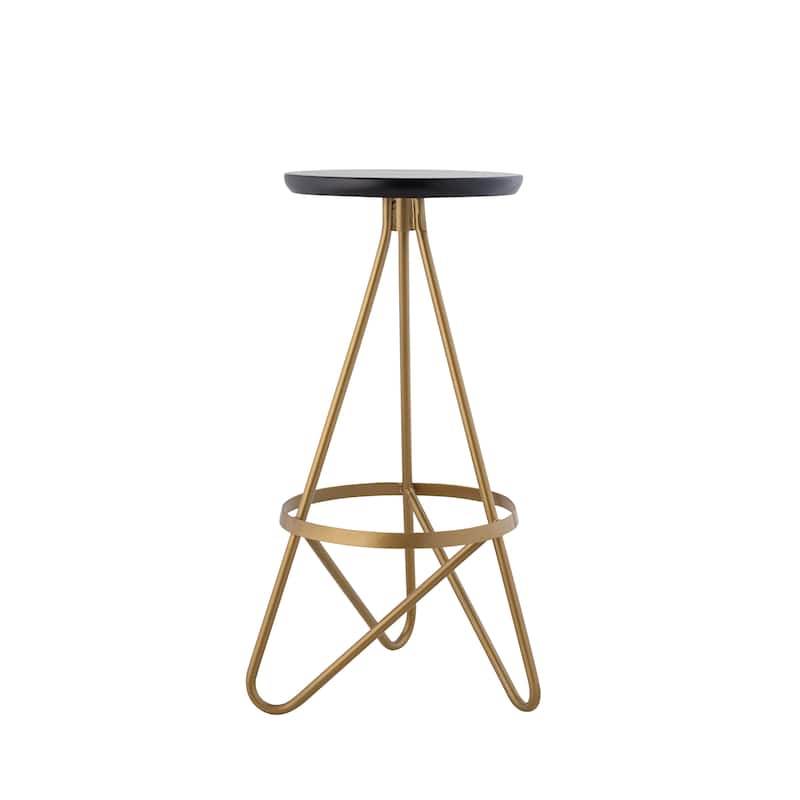 Hula 30" Modern Industrial Metal Backless Circular Bar Stool, by JONATHAN Y - Black