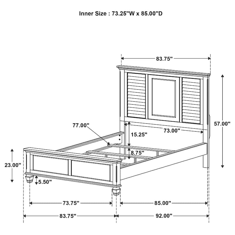 Franco Farmhouse Wood Panel Bed with Turned Leg
