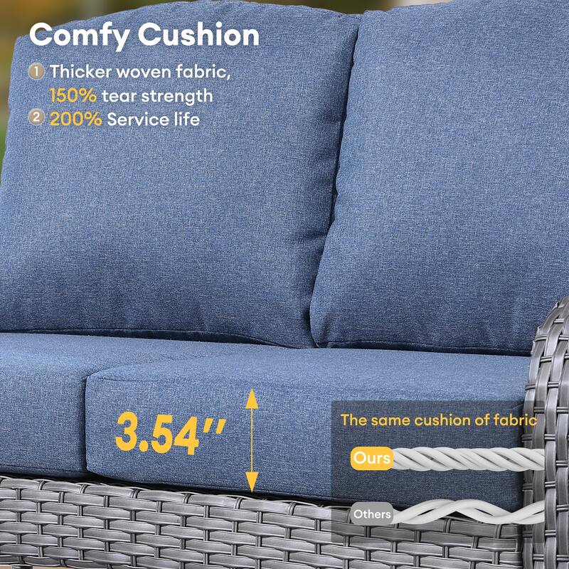 HOOOWOOO 8-piece Wicker Rattan Outdoor Furniture Patio Swivel Chair Set