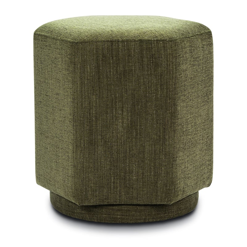 Poly & Bark Hexad Fabric Ottoman - Stain and Spill Resistent Performance Fabric - Moss Green - Small