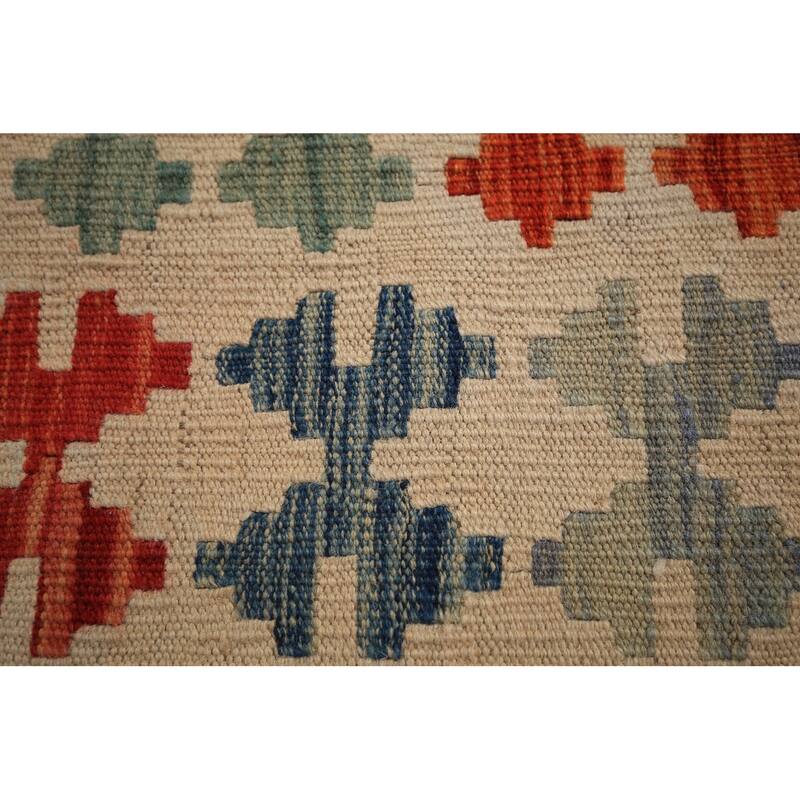 Trellis Geometric Kilim Oriental Large Rug Flatweave Wool Carpet - 10'4" x 16'0"