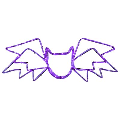 23.5" LED Lighted Purple Bat 4 Function Halloween Window Silhouette