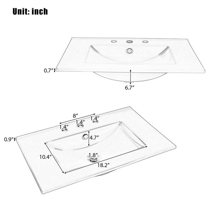 60" Bathroom Vanity with Double Ceramic Sink Combo Set, 2 Free Standing Cabinet with Soft-closing Door Organizers, 2 Drawers