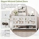 preview thumbnail 4 of 18, Antique White Sideboard Storage Cabinet with Mirrored Doors & Open Storage Shelf, Console Table Display Case for Living Room