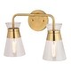 preview thumbnail 8 of 9, Harper Natural Brass Gold Bathroom Vanity Lighting Fixture, Clear Glass Shade, Dimmable, LED Compatible, Wall Mount Sconce