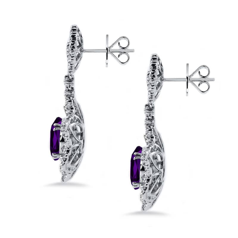 Auriya 4 5/8ct Fancy Oval-cut Amethyst Halo Diamond Drop Earrings 1 1/4ctw 18k Gold