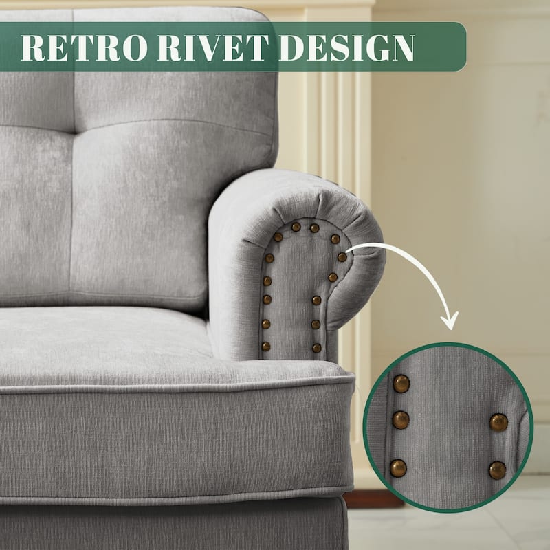 Set of 2 Pieces, A 3-seat Sofa and An Armchair, Chenille Sofa Set for Living Room