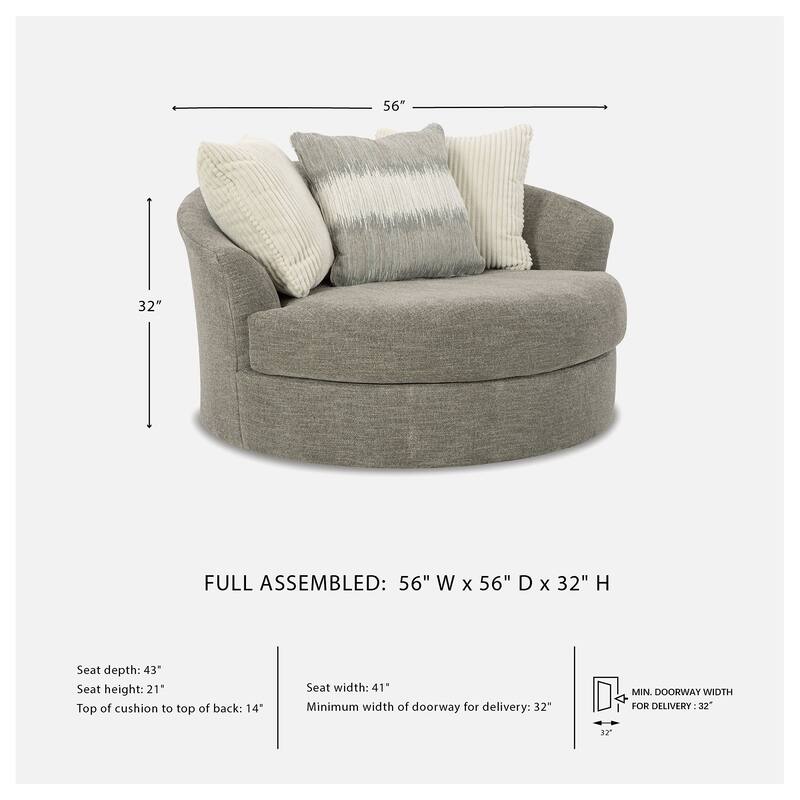 Signature Design by Ashley Creswell Stone Oversized Swivel Accent Chair - 56"W x 56"D x 32"H