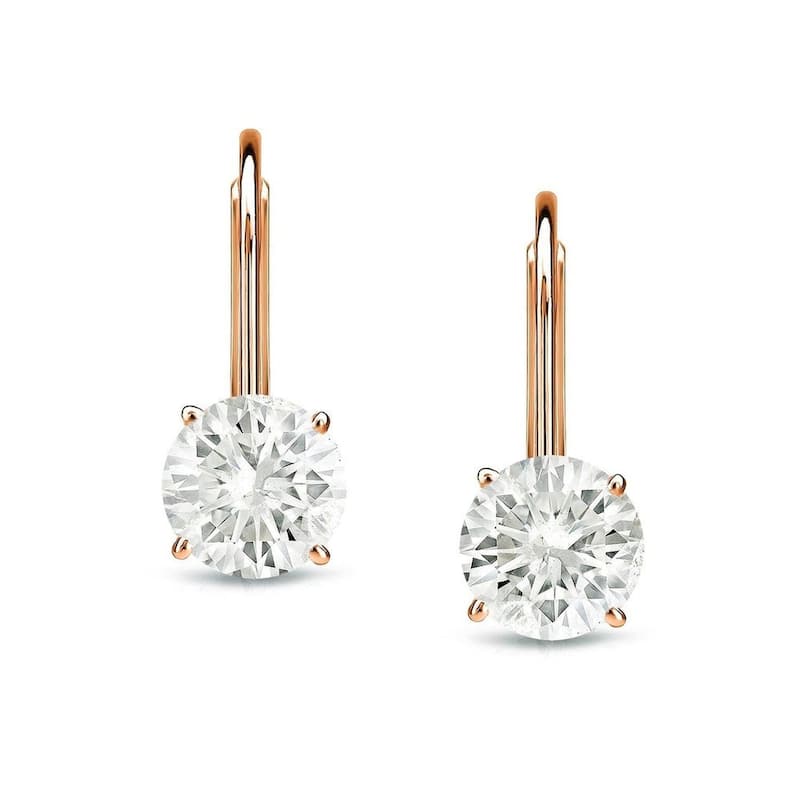 Auriya 14k Gold 1/2 Carat TDW Diamond Lever back Dangle Earrings (K-L, I1-I2) - Rose