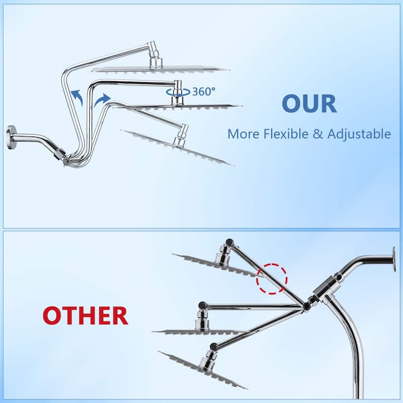 12 inch Adjustable Extension Arm High-pressure Rain Shower Head, Rain Fixed Shower Head
