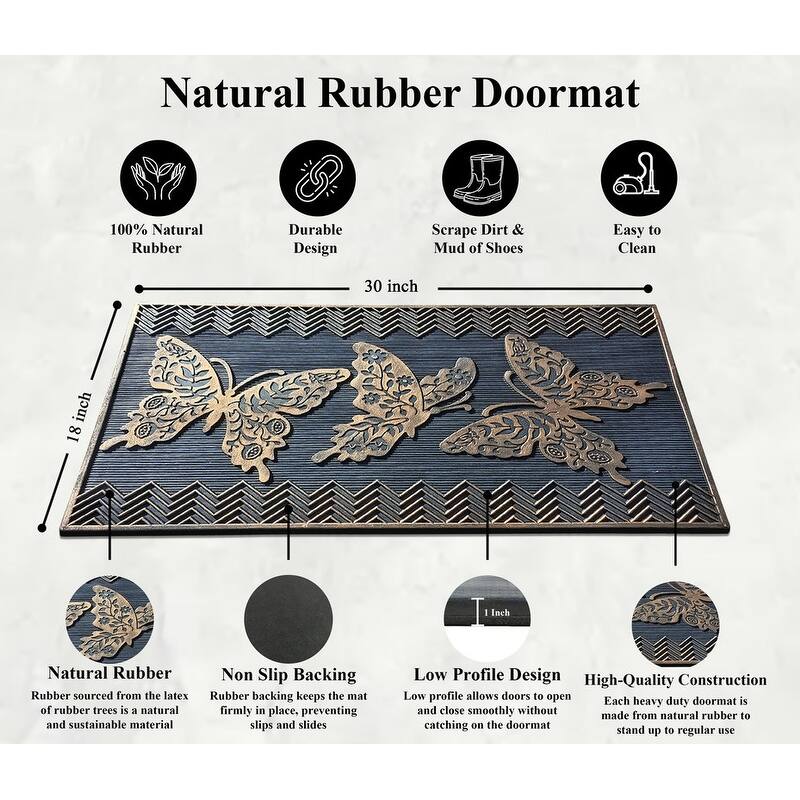 A1HC All Weather Rubber Door Mat, Dirt Grabber Durable Welcome Doormat, Pin Scrapper Doormat