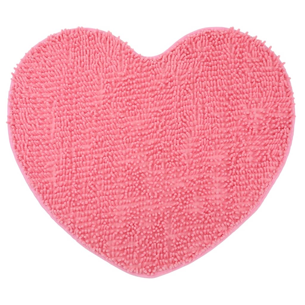 Heart Shaped Chenille Bath Rugs Soft Absorbent Shaggy Bath Mats Non-Slip Plush Bath Carpet for Shower, Bedroom, Bathtub