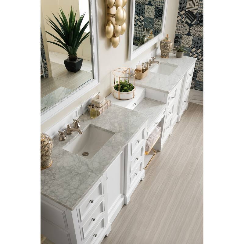 James Martin Vanities De Soto 118" Double Vanity Set with Makeup Table, Bright White