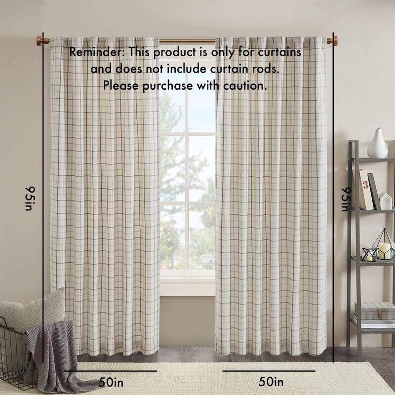 Plaid Rod Pocket and Back Tab Curtain Panel