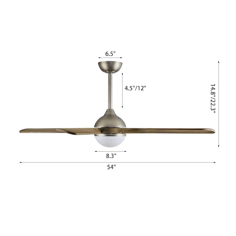 MLiAN 54 inch 4 Soild Wood Blades Smart LED Ceiling Fan with Remote - 54"