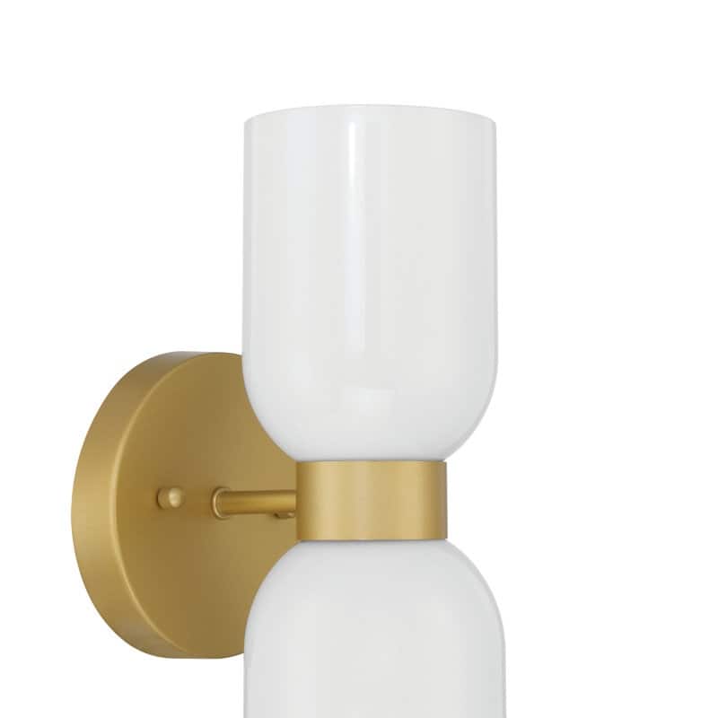 Shuman 2-light Mid-century Modern White Gold Wall Sconce with UL