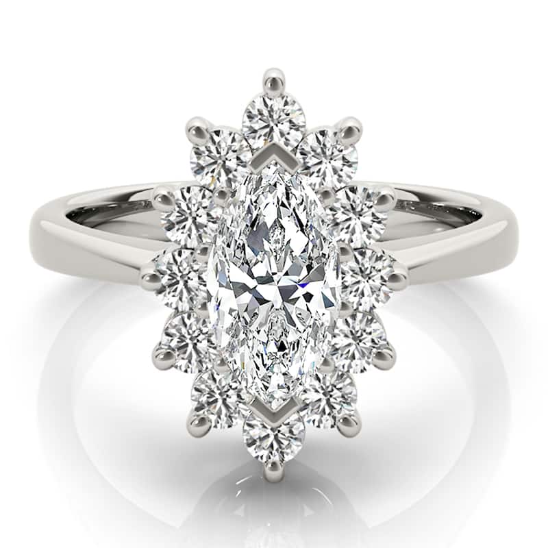 Auriya 14k White Gold Lab Grown Marquise Diamond Halo Engagement Ring 0.50 to 5.00 ct. tw. (F-G VS)
