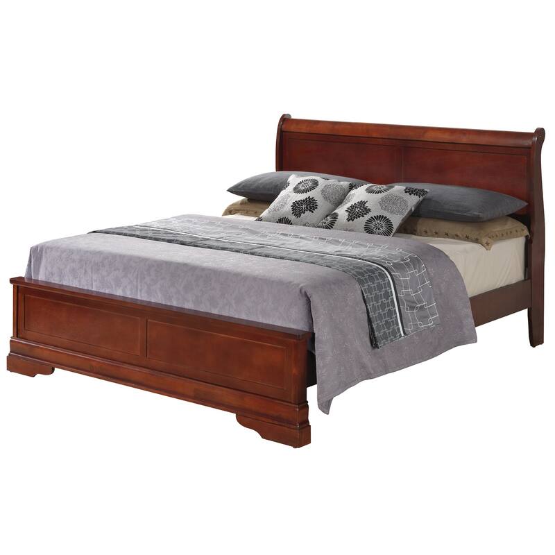 Solid Wooden King Panel Bed - 89" - Brown