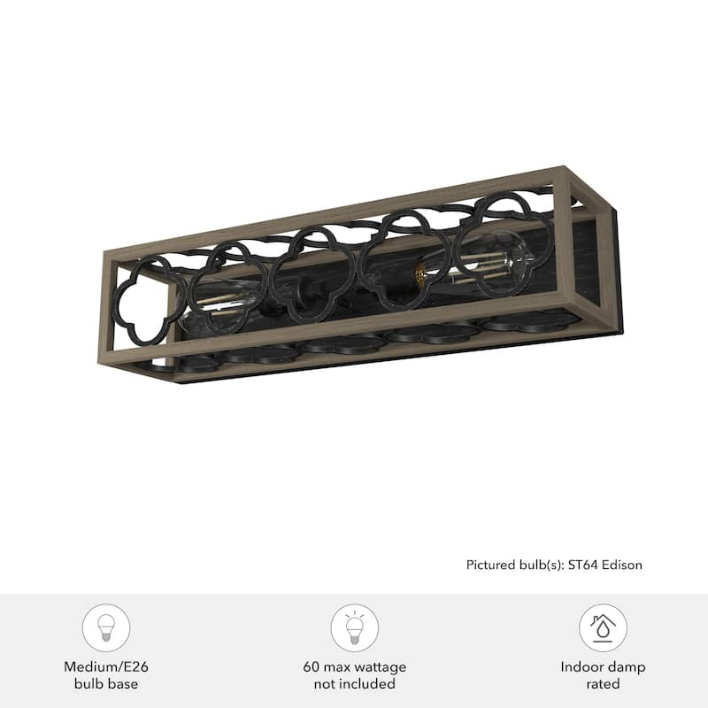 Hunter Gablecrest 2-Light Wall Sconce - Bathroom, Hallway, Bedroom - Modern Farmhouse, Distressed, Transitional - Damp-Rated!