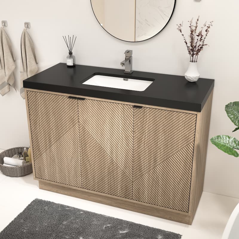 Milano 48" Freestanding Bathroom Vanity with Black Acrylic Sink