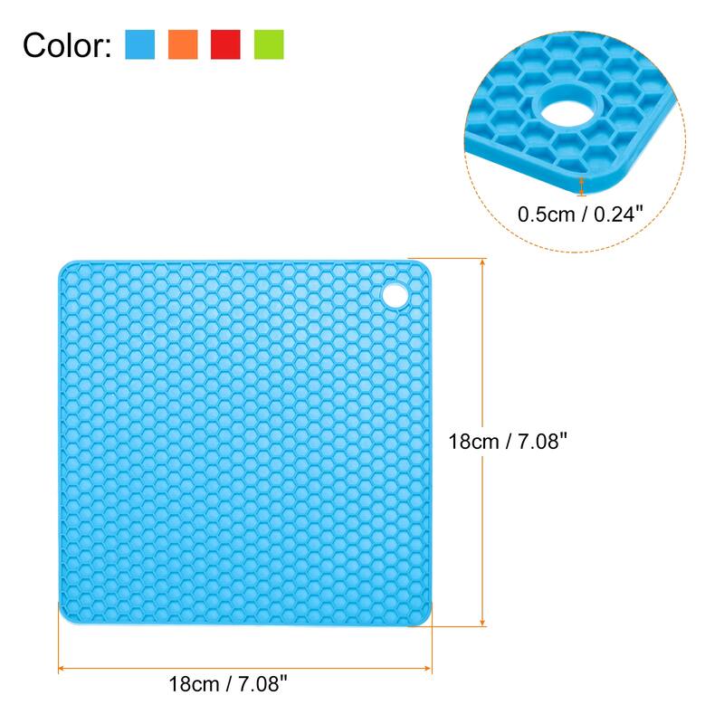 4Pcs Silicone Trivet Mat Heat Resistant Mat Pot Holder Mat Placemats - Orange/Red/Blue/Green
