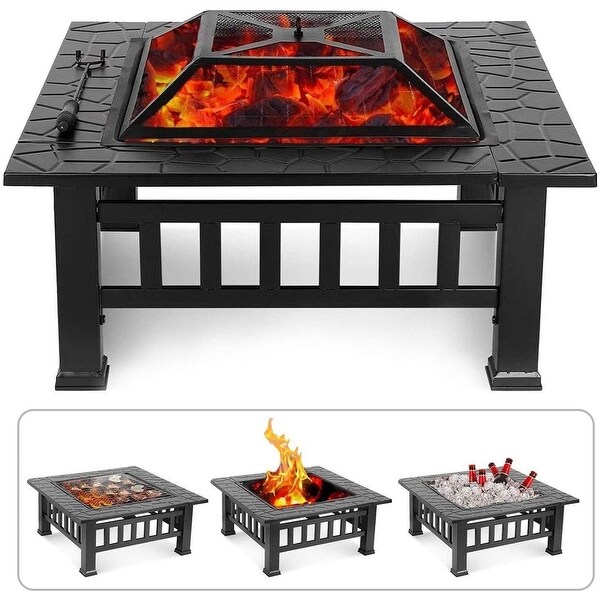 Pyramid Home Decor Portable Fire Pit Outdoor Wood Burning and Grill