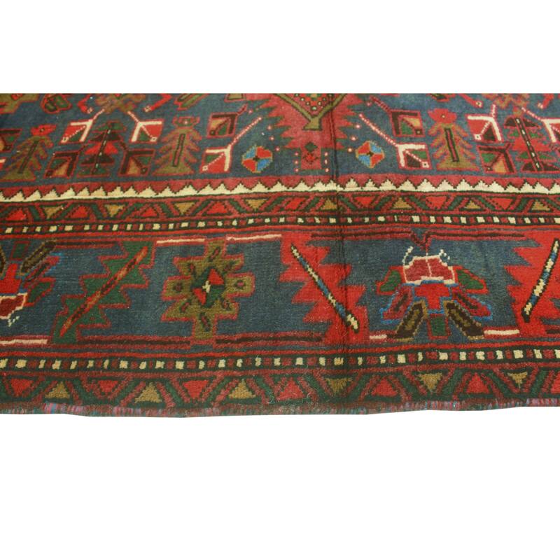 Fine Vintage Distressed Tajwar Rust/Blue Runner - 3'4" x 11'1"