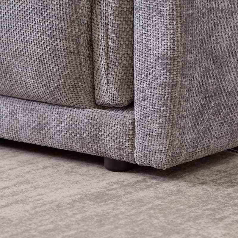 3-Seater Sofa With Unique Design And Soft Arm Pillows Contemporary Style Linen Sofa With 3 Comfortable Cushions With 2 Pillows