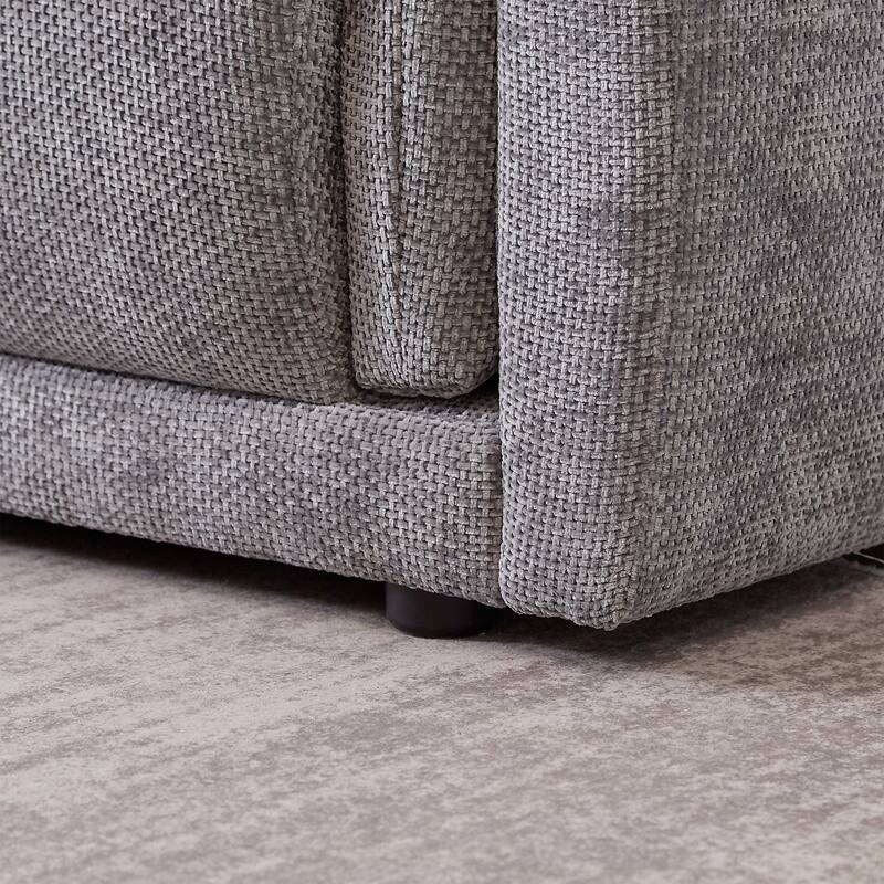 98.5" Fabric Modern Minimalist 3-Seater Sofa with 2 Pillows